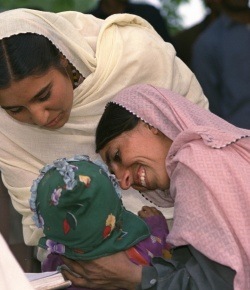 A woman and her child at a health screening which is part of the Chitral Child Survival Program
