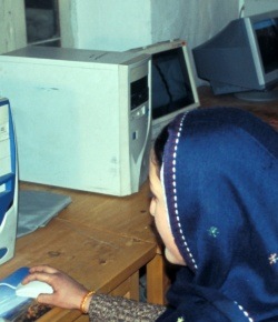 Young women using computers