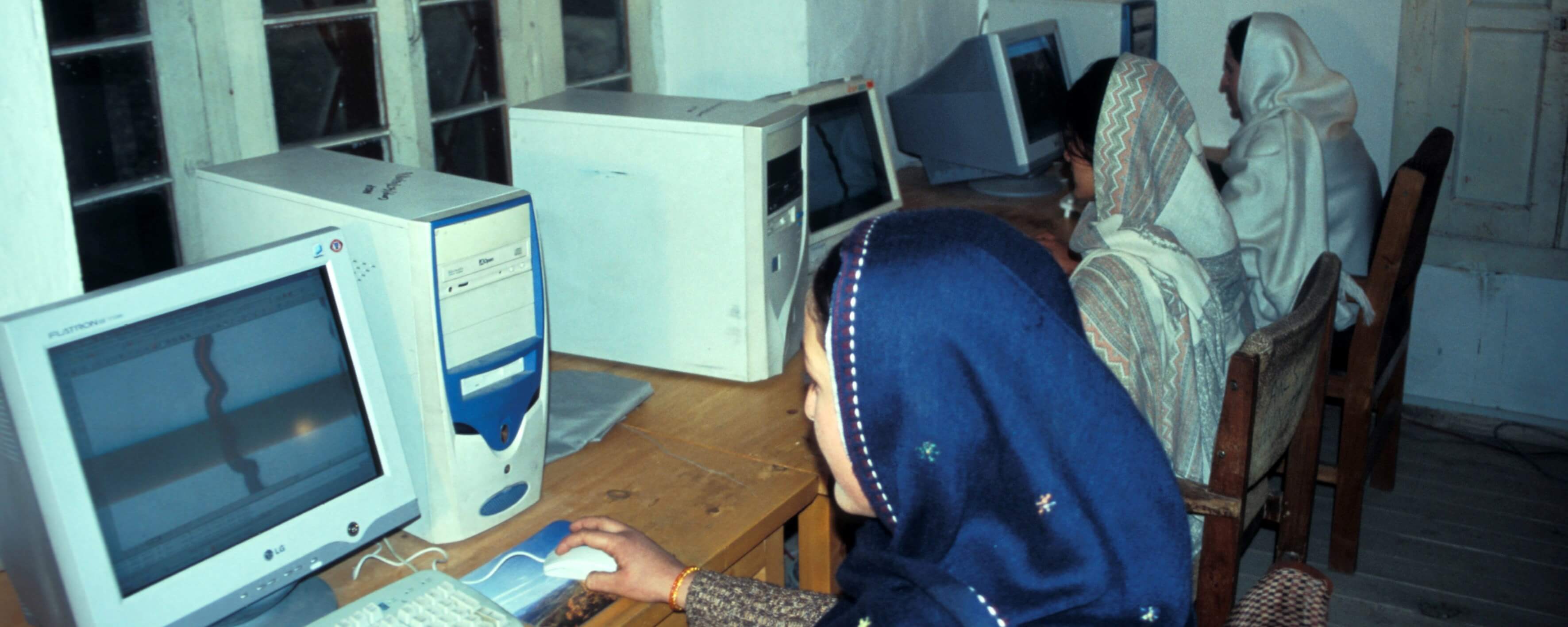 Young women using computers