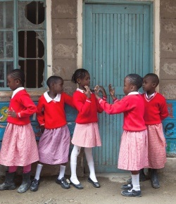 Students outside a school in Kenya supported by the Education for Marginalized Children in Kenya project