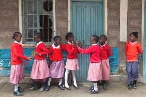 Students outside a school in Kenya supported by the Education for Marginalized Children in Kenya project