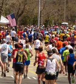 Runners in the 2014 Boston Marathon