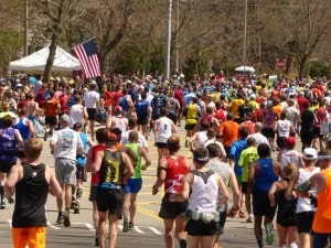 Runners in the 2014 Boston Marathon