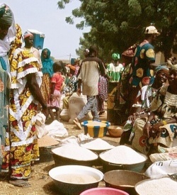 Women at a market in West Africa