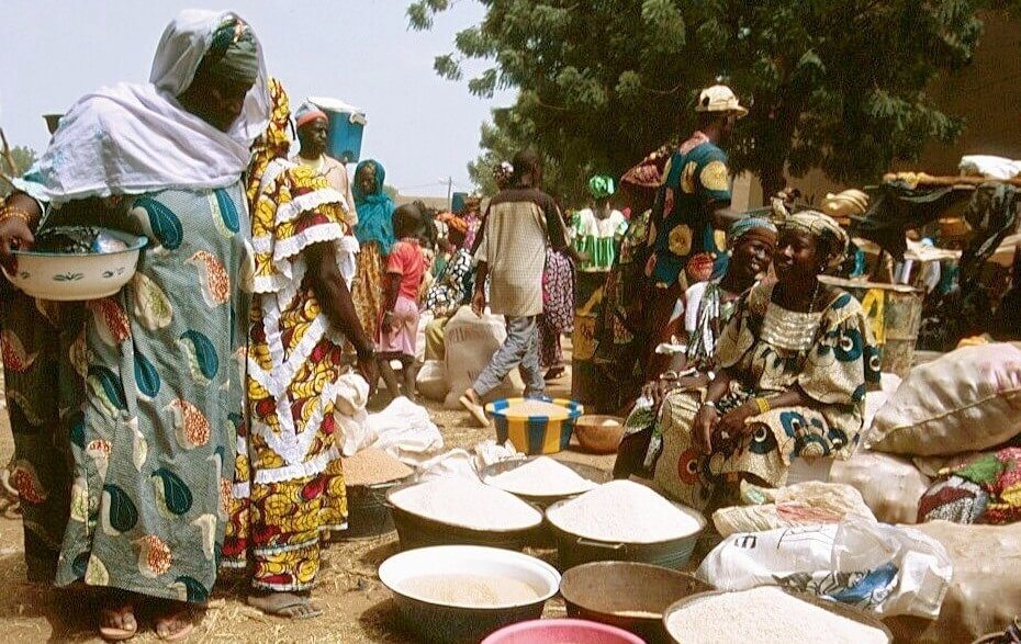 Women at a market in West Africa