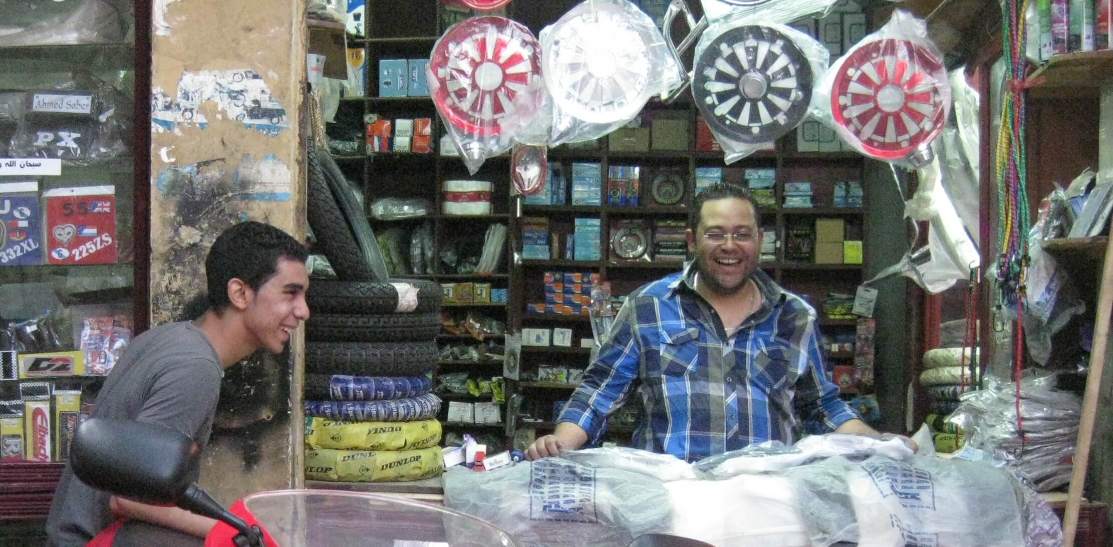 Head Start loan recipients at their auto-parts in Cairo, Egypt